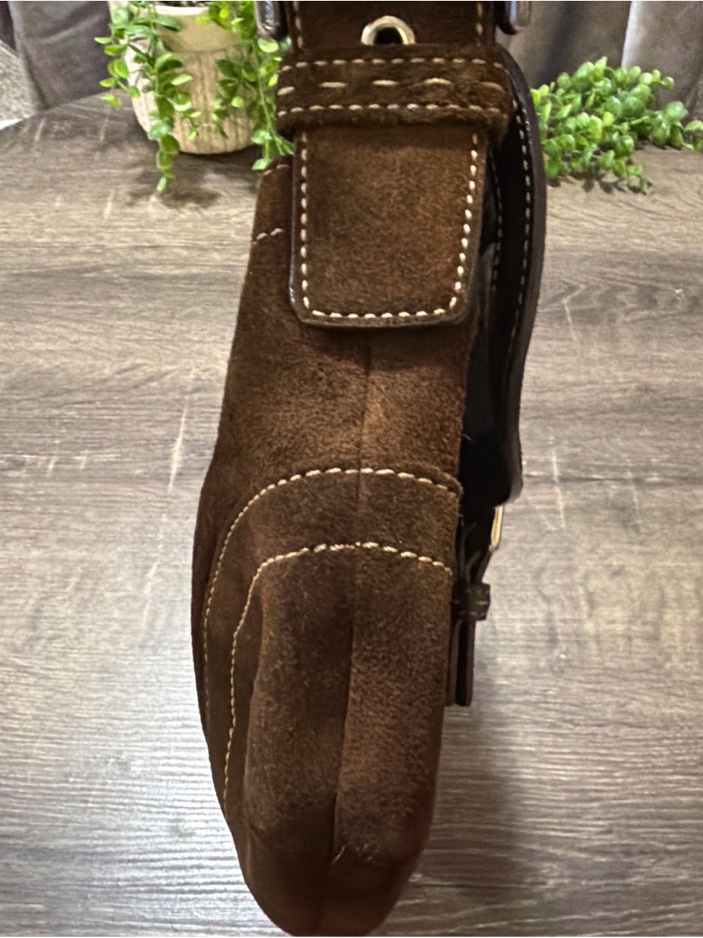 Vintage Coach Soho 9688 Shoulder Bag Brown Suede Leather Buckle Flap Y2K *Nice* - Picture 8 of 16